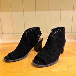 Sonoma Black Studded Peep-Toe Heeled Booties
